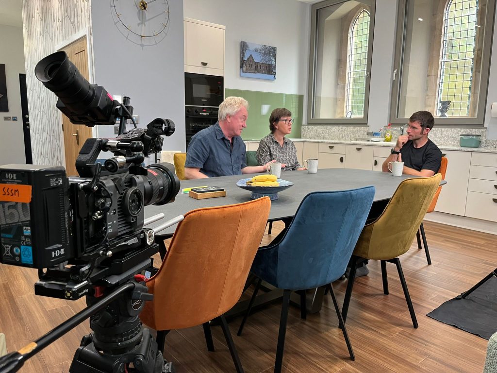 Guy Martin with Anne and Alan James at Warksburn Old Church